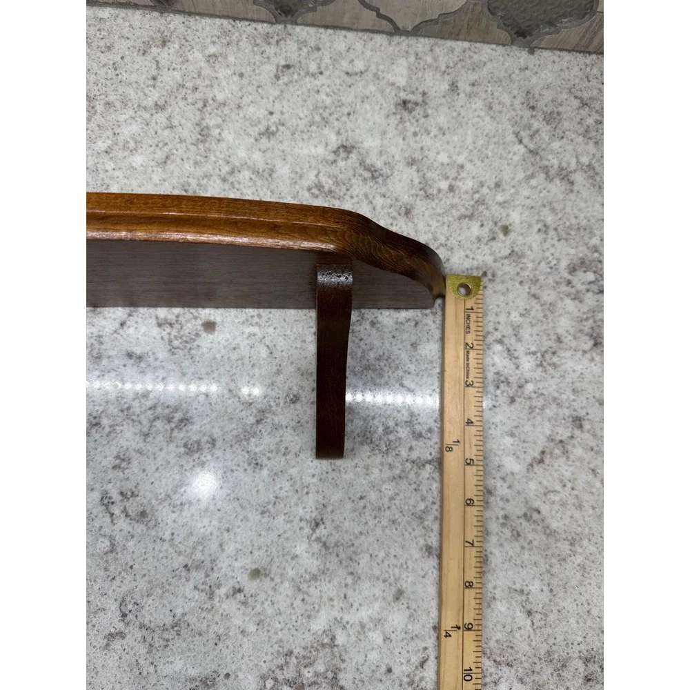 Vintage Brown Wood Wall Floating Shelf with Plate Groove 15.5 Inch